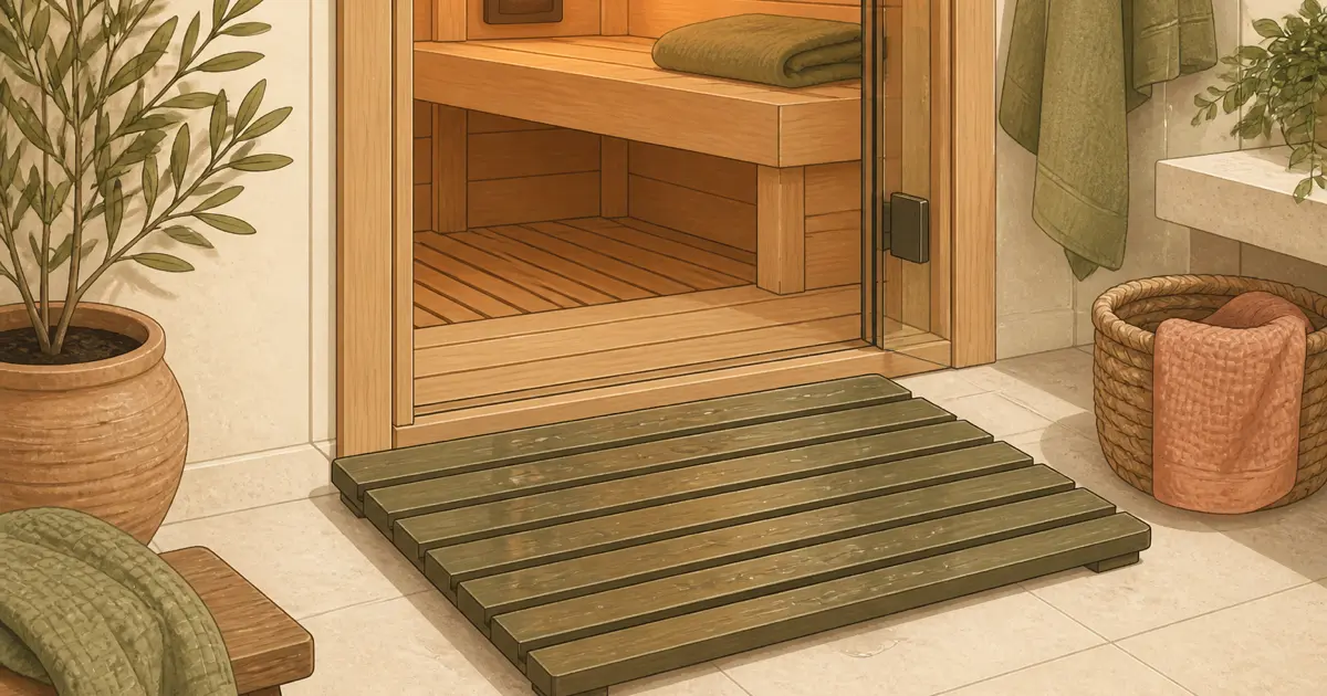 Flat illustration for Sauna Floor Mat: What to Put Outside a Home Sauna